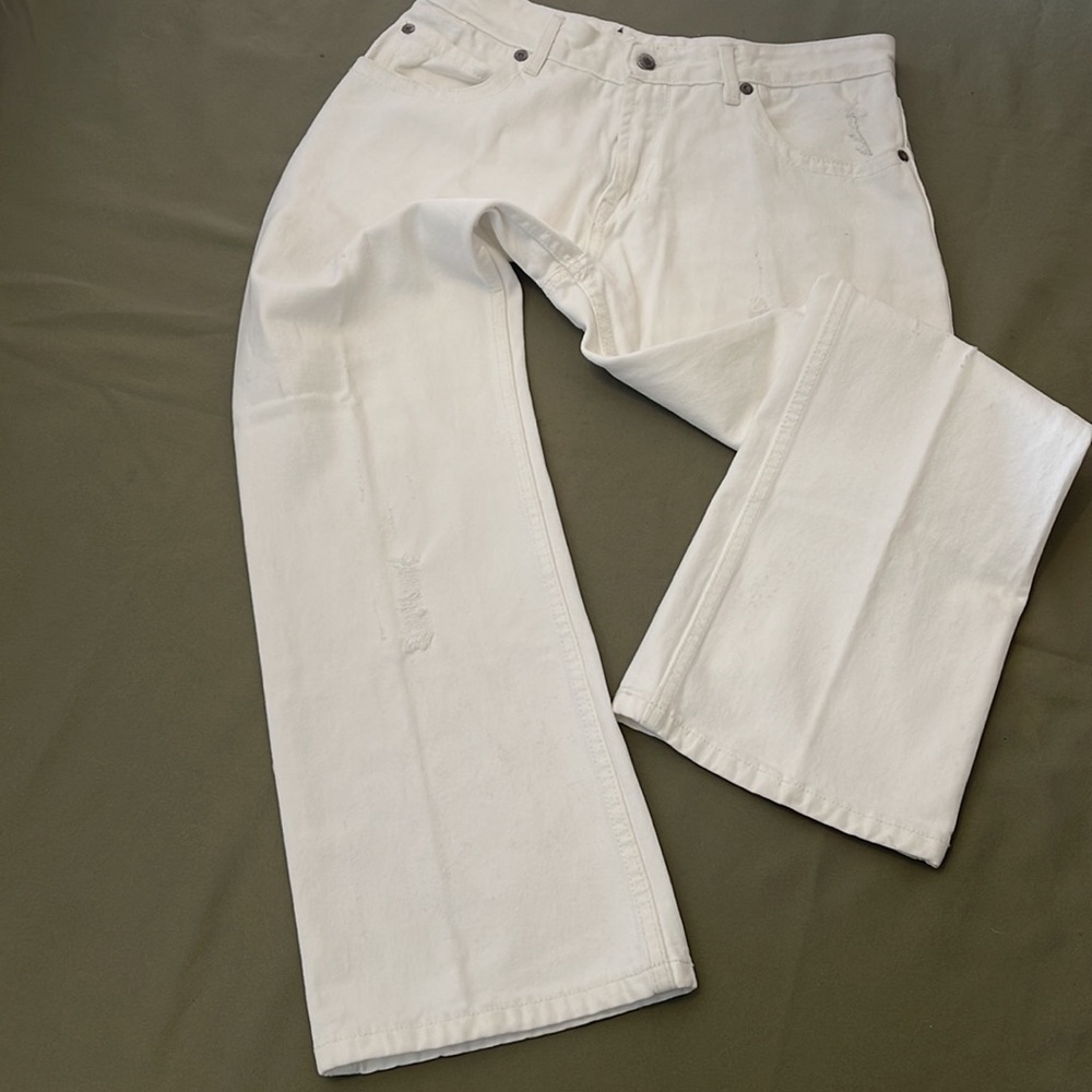 G. LUTCHINI  distressed boot cut  white color Jeans 34X30” 💯 % cotton